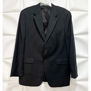 Lauren Ralph Lauren Mens Sz 42R Black 100% Wool Blazer Jacket